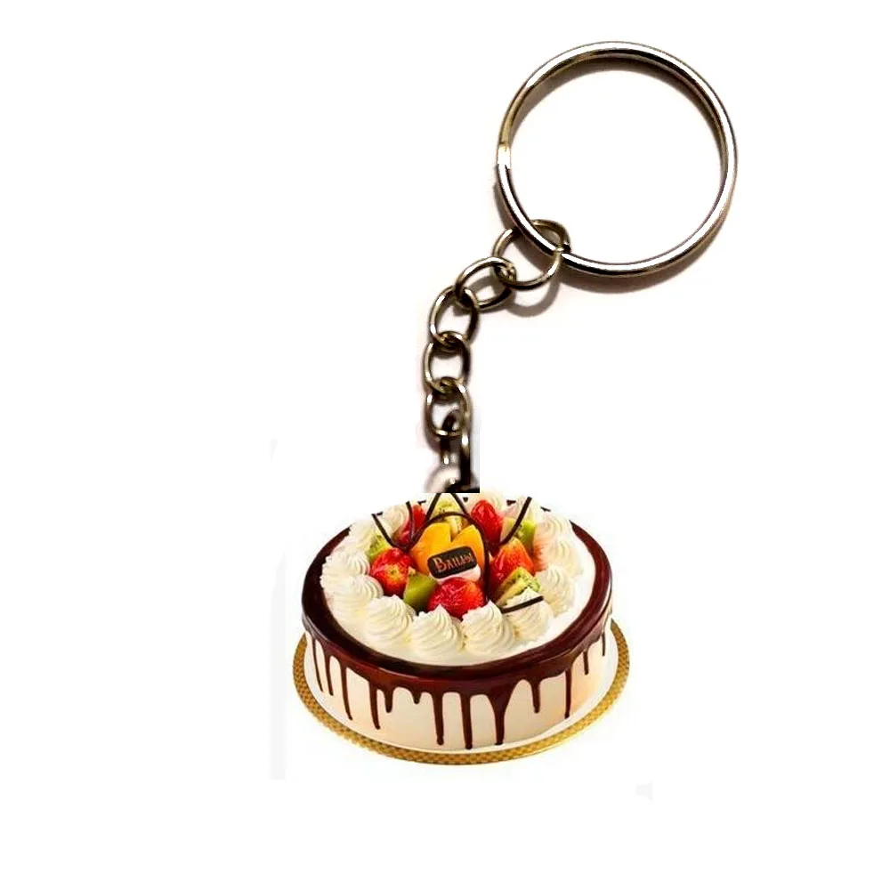 

QiYuFang Birthday Cake Acrylic Chain Keychain Car Keyring Men Bag Women Key Ring Keychains Cameras Keyrings Toy Gift Friend Xmas