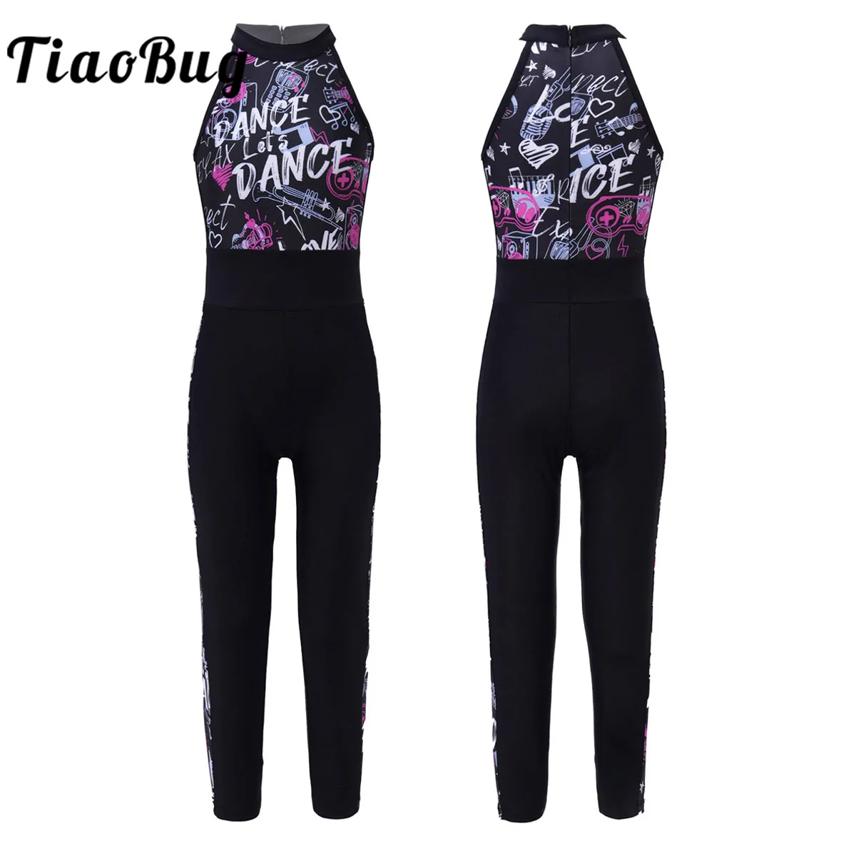 Комбинезон детский без рукавов с ложным воротником Леотард для гимнастики и