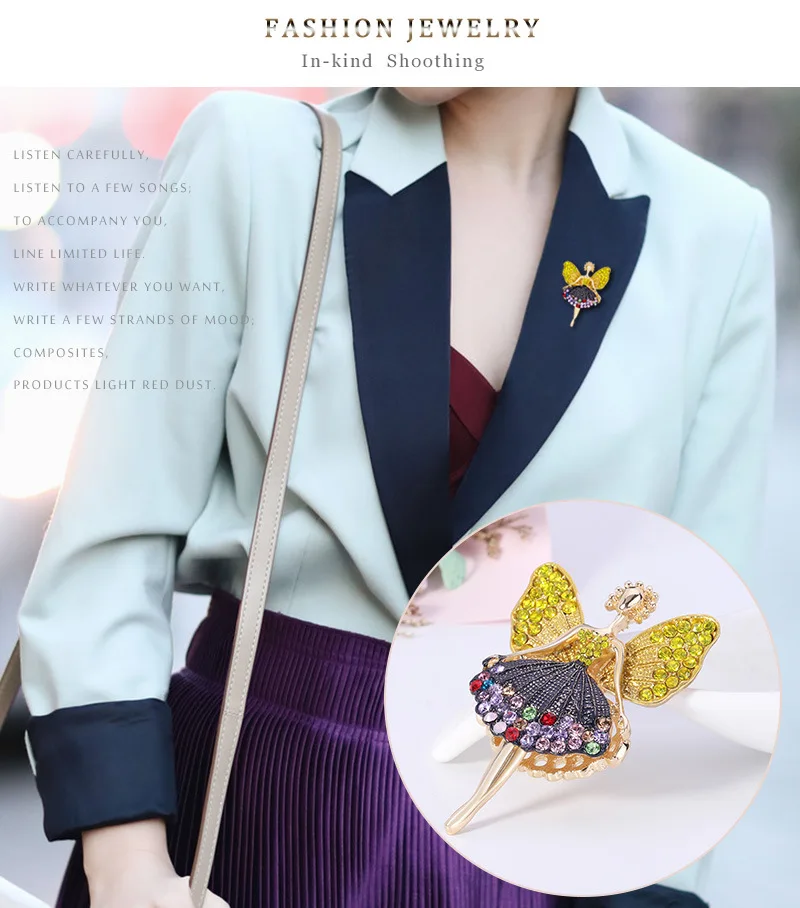 

retro girl Fairy Butterfly ballet girlBrooch Pins Quality Brooches New Year Designer Jewelry Gift