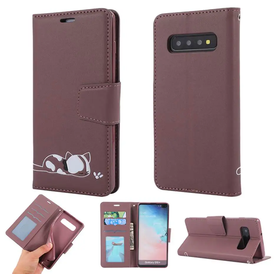 Кожаный чехол с откидной крышкой для samsung Galaxy S10 E S9 J4 J6 A7 A6 плюс A10 A20 E A30 A40 A50 A70 милый кошелек с котами чехол для телефона