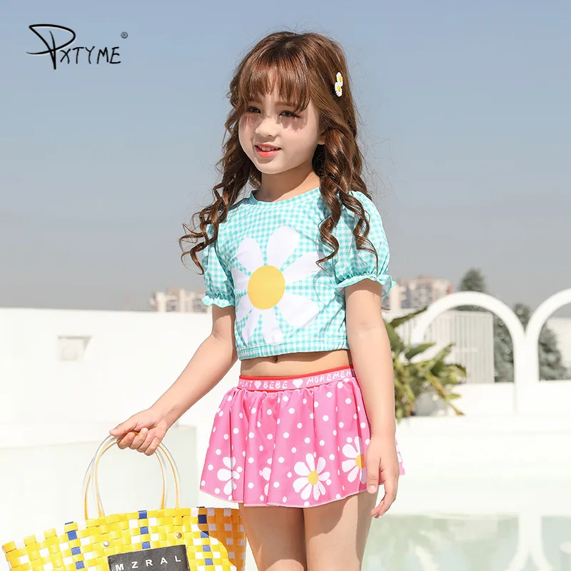 Новинка 2021 детский купальник Корейская версия милая раздельная шапка для