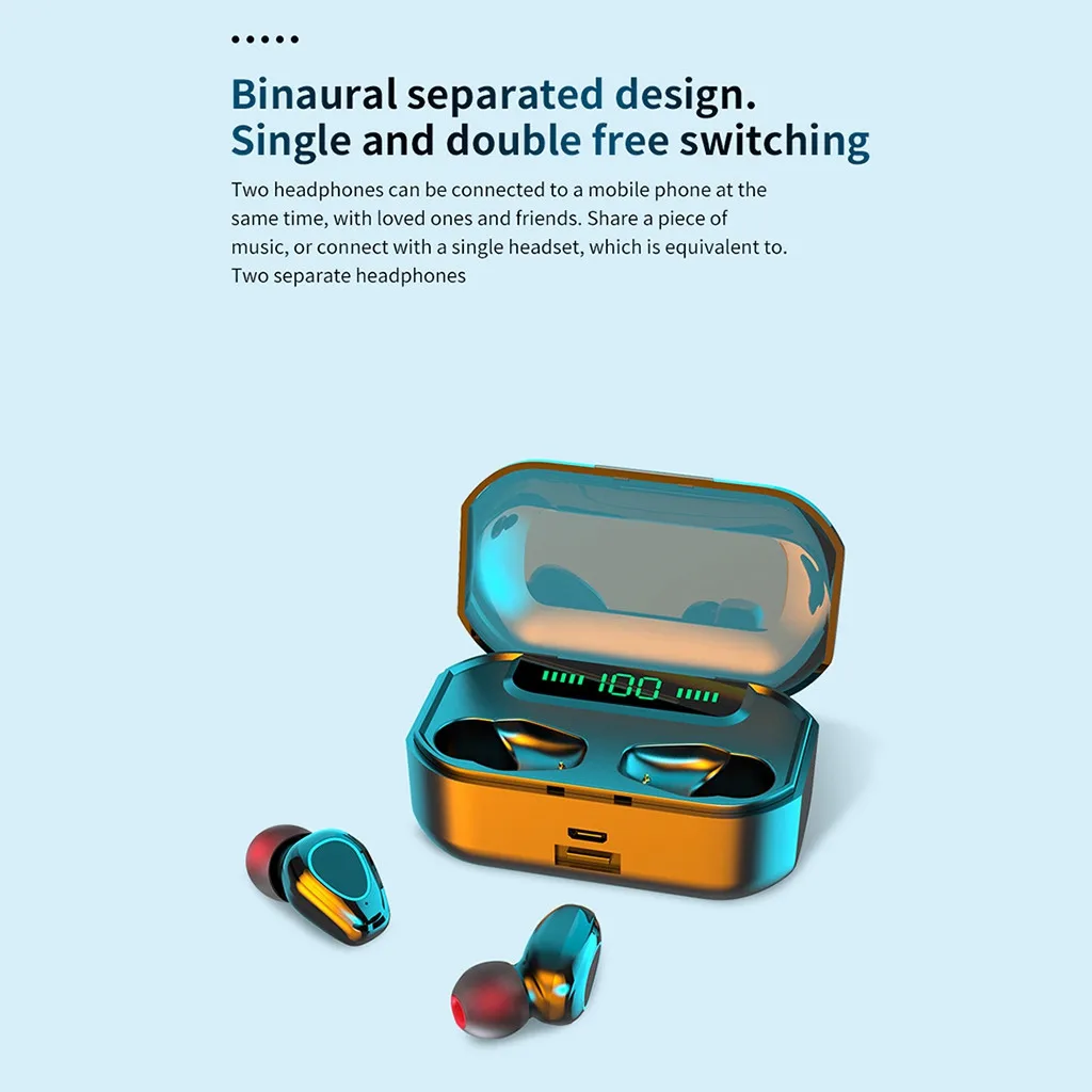 Беспроводные наушники Bluetooth V5.0 светодиодный дисплей зарядная коробка с