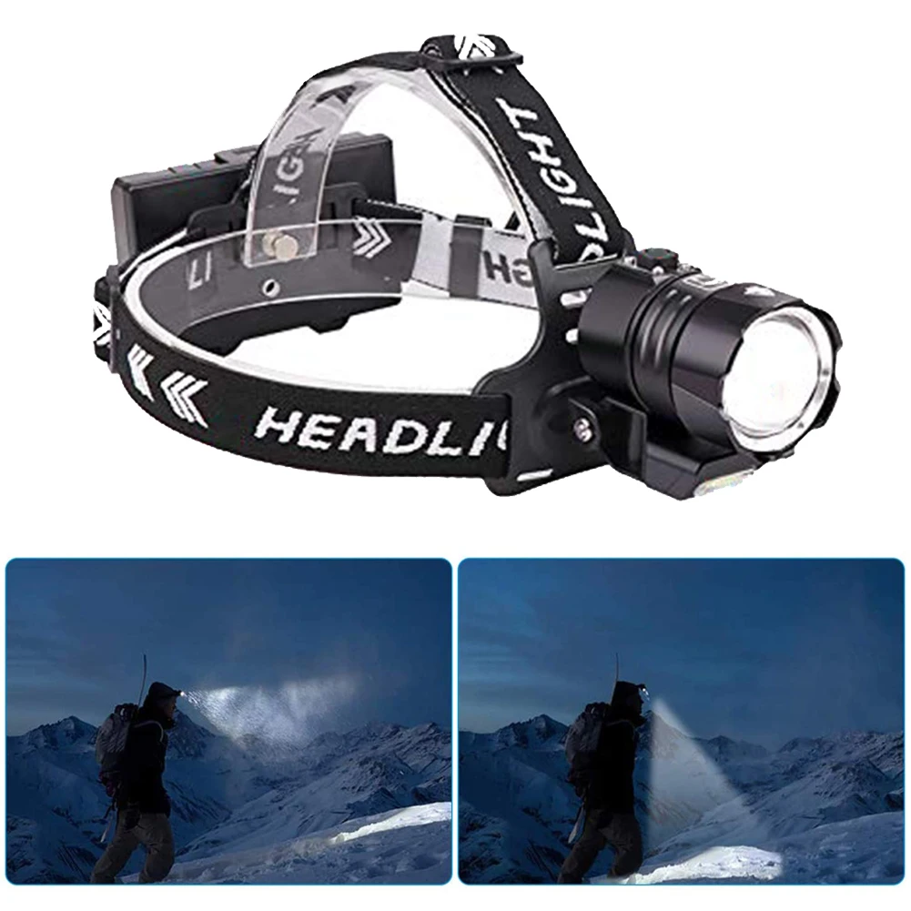 Прямая поставка перезаряжаемый светодиодный налобный фонарь с зумом для рыбалки