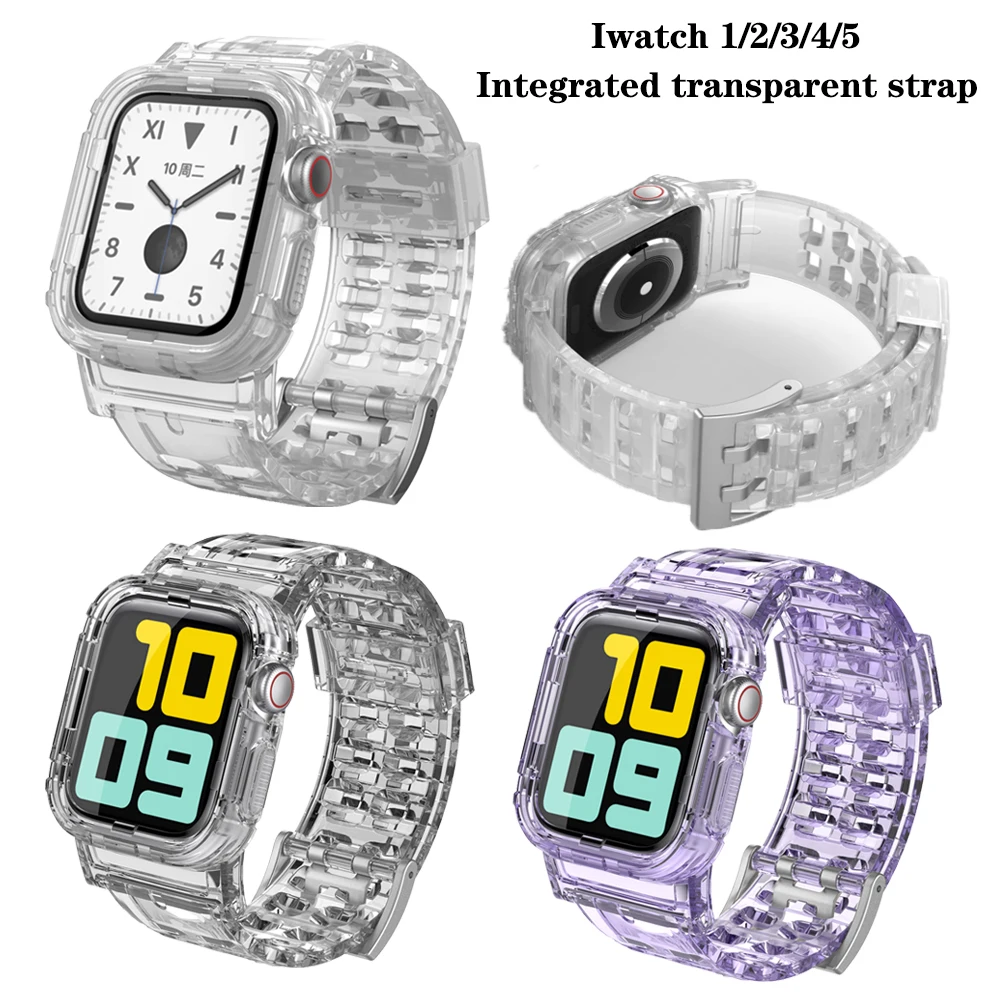 Ремешок резиновый для Apple Watch 6 se 38/40/42/44 мм мягкий прозрачный спортивный браслет