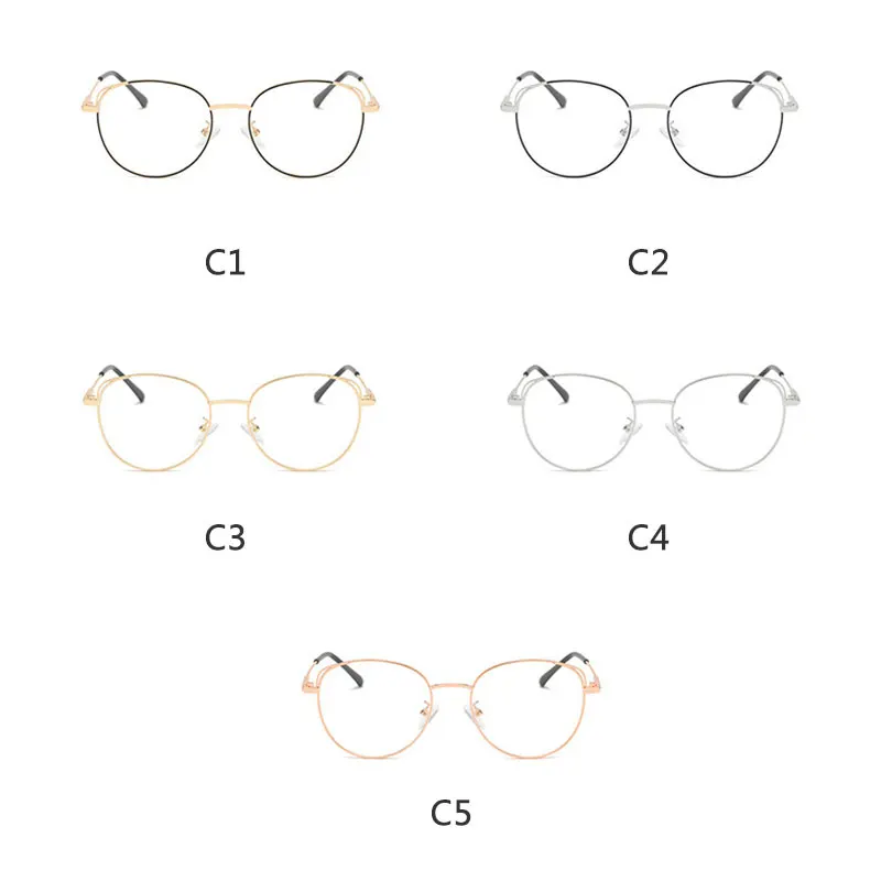 

2020 Cat Eye Round Sunglasses Women Vintage Fashion Metal Frame Clear Lens Cute Sun Glasses Unique Flat Ladies Eyewear UV400 New