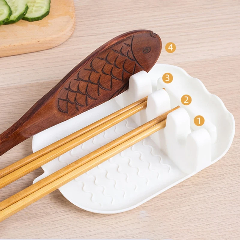 

Kitchen Spoon Holders Fork Spatula Rack Shelf Organizer Plastic Spoon Rest Chopsticks Holder Non-slip Spoons Pad Kitchen Utensil