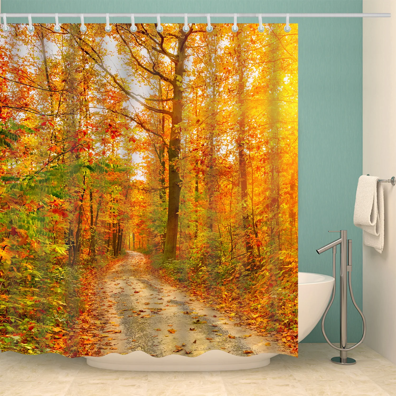

3D Green bath curtain long 180x200cm Waterproof polyester Blackout Shower curtain For bathroom curtain