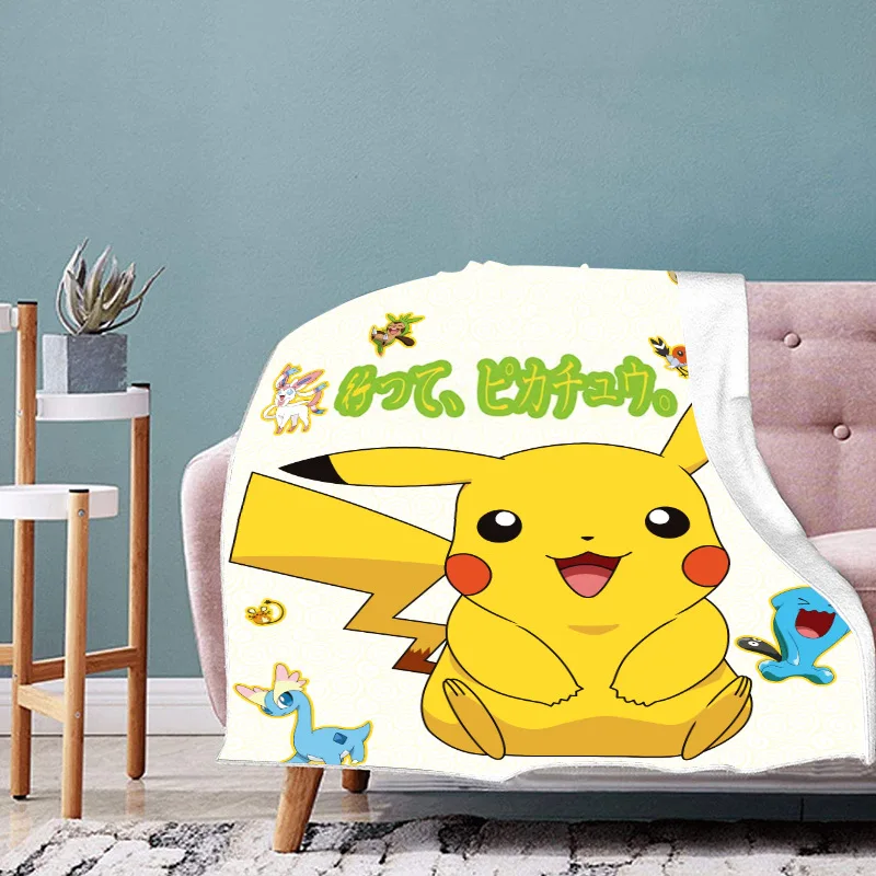 Детское флисовое 3D одеяло с покемоном Пикачу мультяшный принт теплая кровать