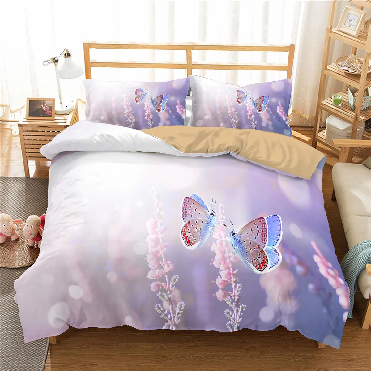 

Cartoon Butterfly Printed Duvet Cover Set Soft 3D Floral Bedding Set 200x200 Kids Girl Boy Bedroom Queen King Size Quilt Cover