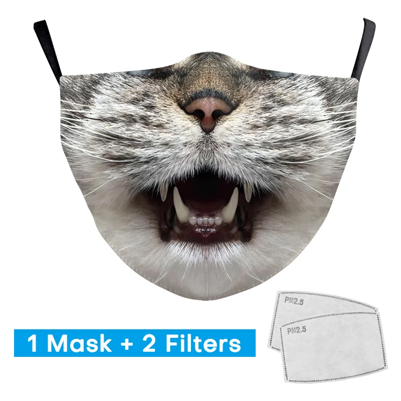 Новинка 2020 маски для взрослых с 3D принтом животных модные мужские Многоразовые