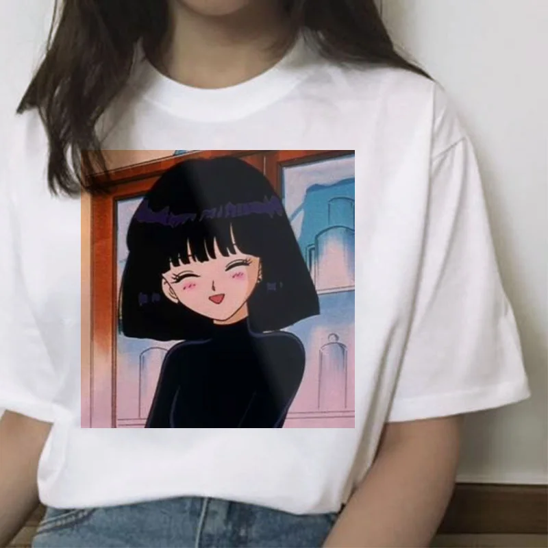 Сейлор Мун кавайная футболка кошка harajuku Женская ulzzang футболка корейский Графический Топ мультяшная Футболка короткий рукав женская забавная - Цвет: 20891