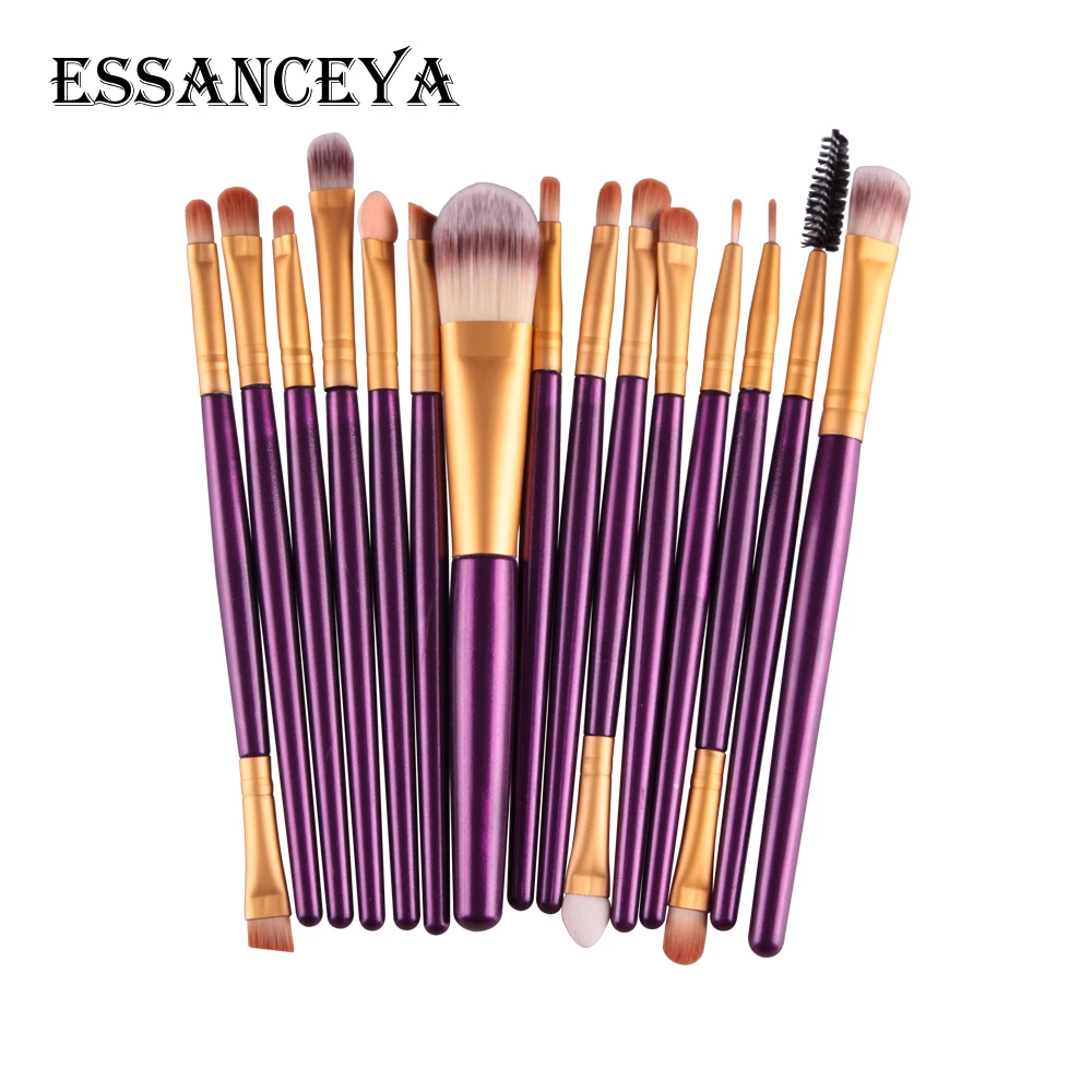 15pcs ZJ ESSANCEYA Pro 6-18Pcs Cosmetic Makeup Brushes Foundation Eye shadow Eyeliner Fan Make-Up Multipurpose Eye Brushes Cosmetic Tool - Handle Color: 15pcs ZJ