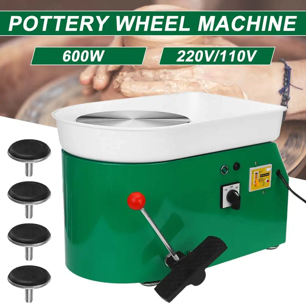 Rueda de cer&aacute;mica el&eacute;ctrica para hacer cer&aacute;mica, m&aacute;quina de pie con Pedal para formar obras de cer&aacute;mica, molde para trabajos de arte, EE. UU., UE, AU, 220V /110V, 600W-0