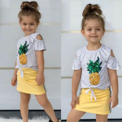 

Топ для маленьких девочек, футболка, платье, 2 предмета, одежда