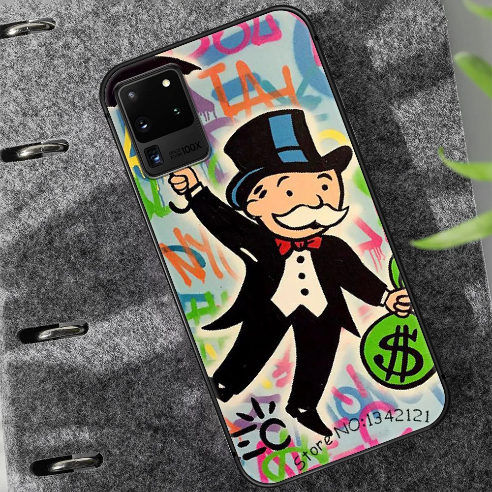 

cartoon Alec Monopoly Aesthetic Phone Case Cover Hull For Samsung Galaxy S 7 8 9 10 e 20 FE edge uitra plus Note 9 10 20 black