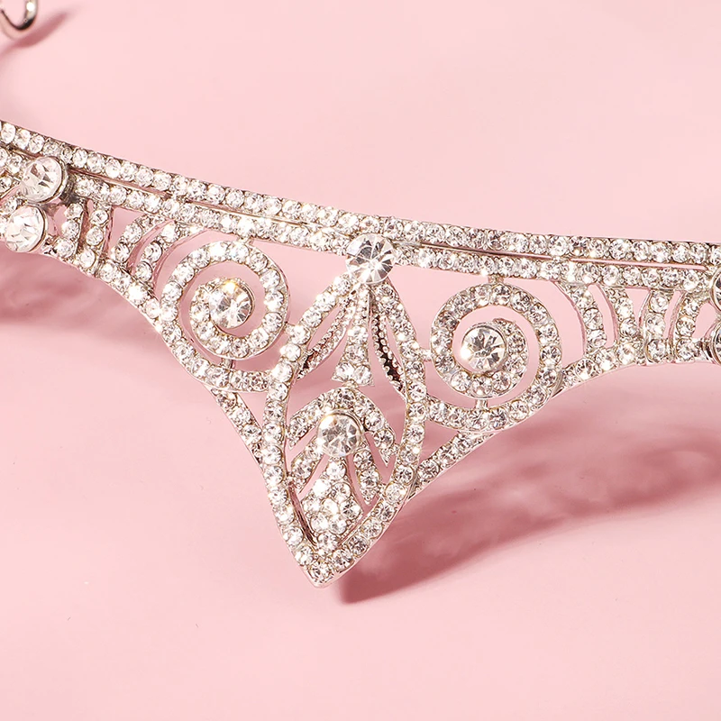 

QYY Fashion Bridal Wedding Hair Crown Silver Color Rhinestone Tiaras and Crowns for Women Accessories Bride Headpiece Jewelry