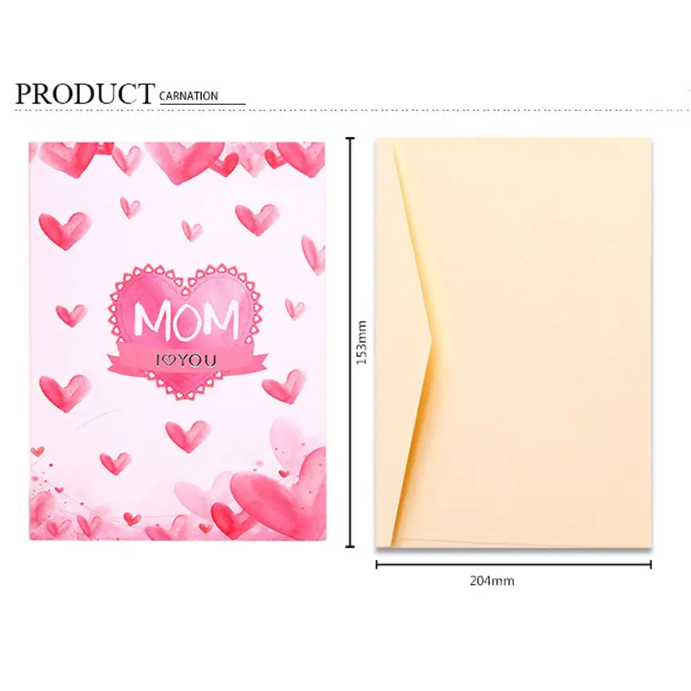 3D открытки подарки на день матери открытка I Love Mom букет гвоздиков цветов