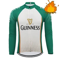 2022 mens whitegreen winter thermal fleece long sleeve cycling jersey bike top