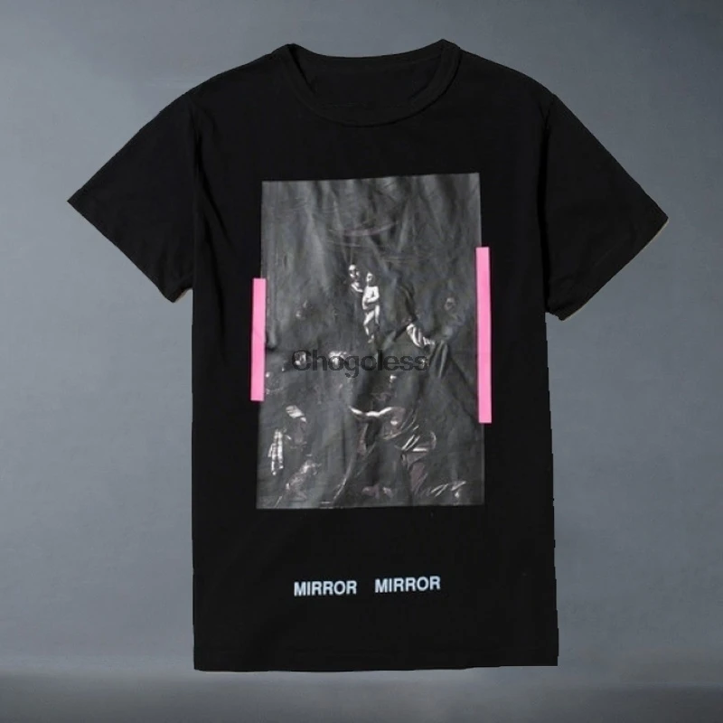 

Новинка 2020 г., Мужская модная футболка с графическим принтом виргиль Abloh Caravaggio, хлопковые топы черного цвета, размеры S-4XL
