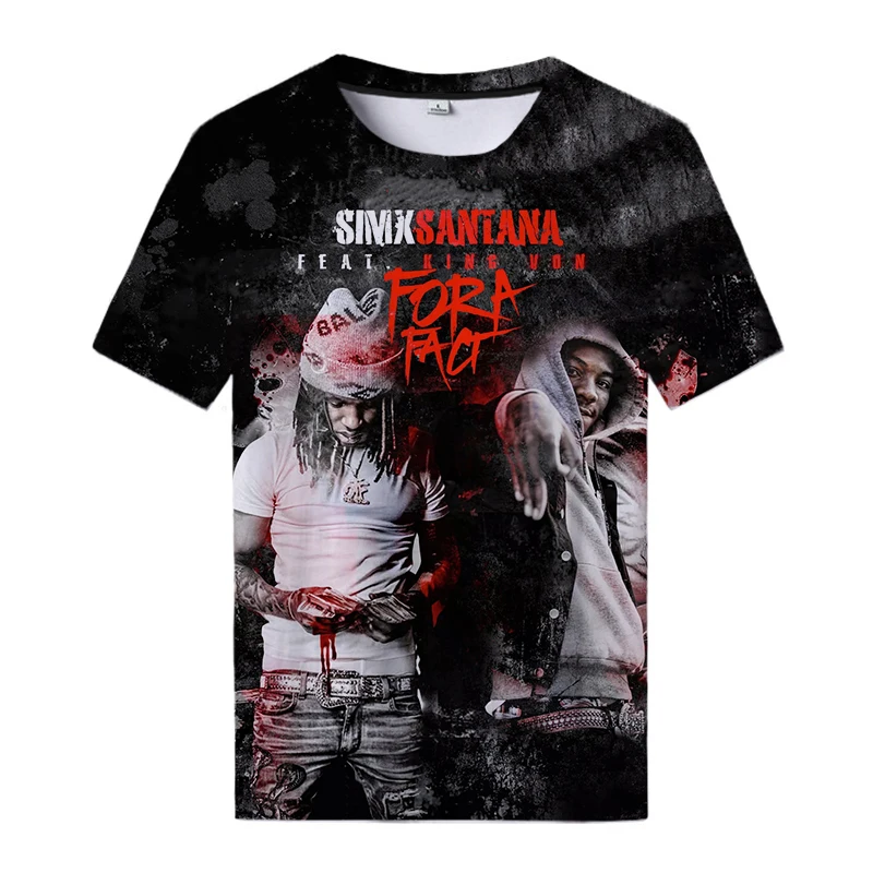 

Rapper King Von 3d Printed T-shirt Summer Fashion Casual Harajuku Tops Short Sleeve Round Neck Streetwear Oversize Clothes