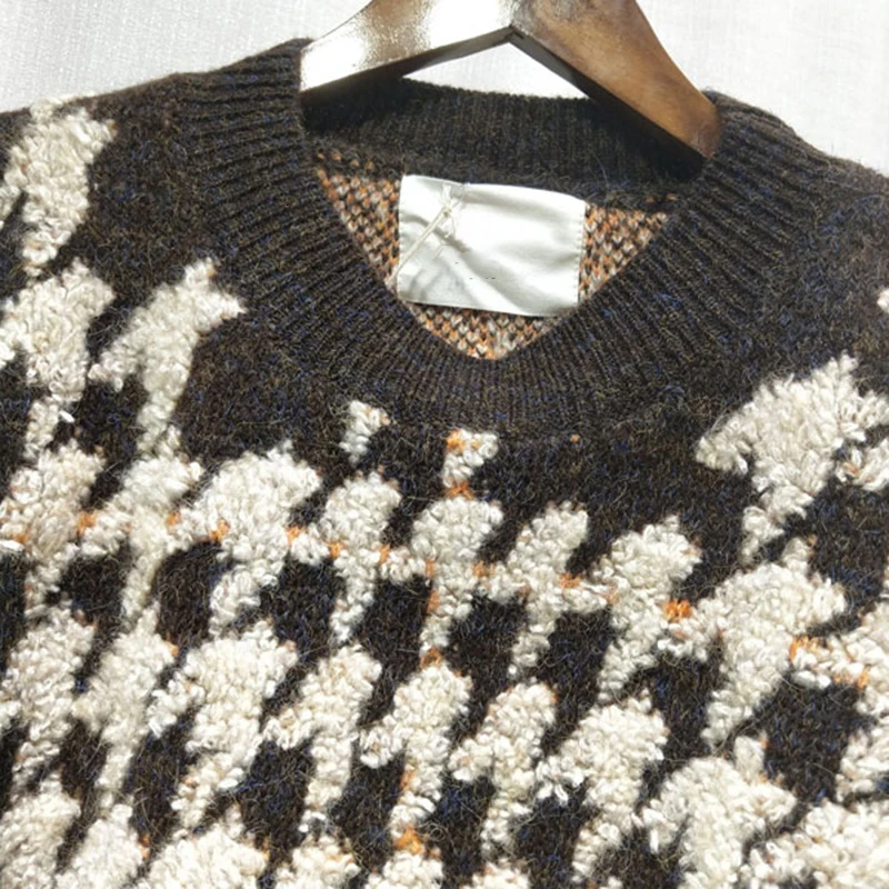 TWOTWINSTYLE Casual Loose Irregular Sweaters Women O Neck Lantern Long Sleeve Hit Color Sweater For Female 2020 Fashion Clothing | Женская