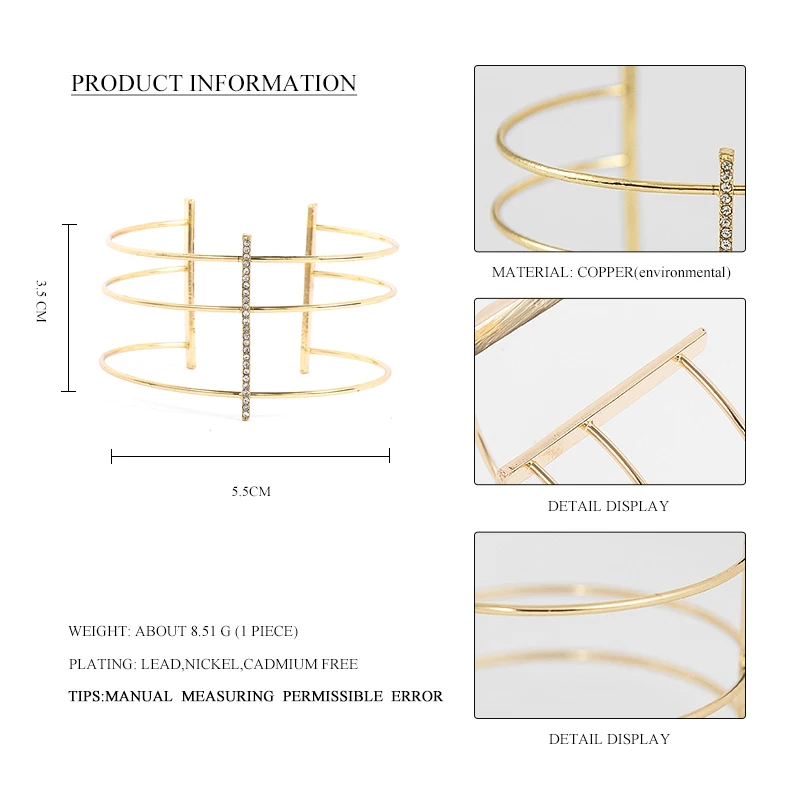 Fever &amp Free Модные Простые изящные массивные браслеты-манжеты для женщин браслеты с