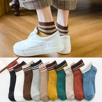 new cute japanese socks ladies boat socks shallow mouth spring and summer ins pure cotton trend striped women socks