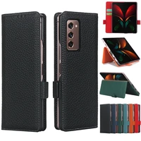 luxury first layer cowhide genuine leather case for samsung galaxy z fold 2 w21 fold2 full protection case shockproof flip cover