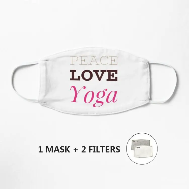 

Peace Love Йога маска для взрослых Цветочный принт Регулируемый безопасно защищает моющийся хлопковая Футболка с изображением маски Анти-Туман...
