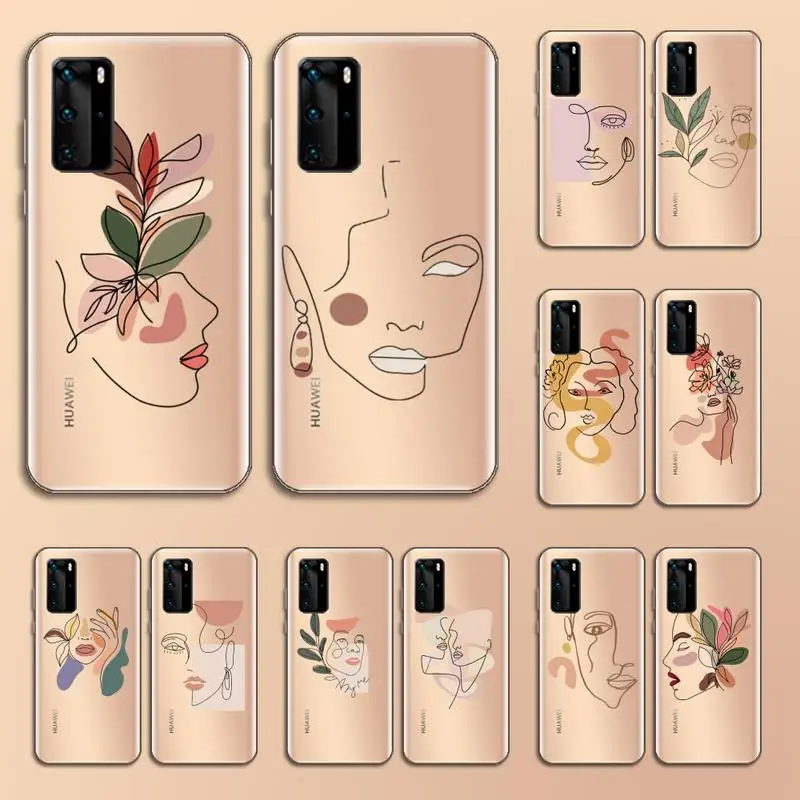

New Funny Art Sketch Phone Case Transparent for Huawei P20 P30 P40 lite pro P smart 2019 honor 8x 10i