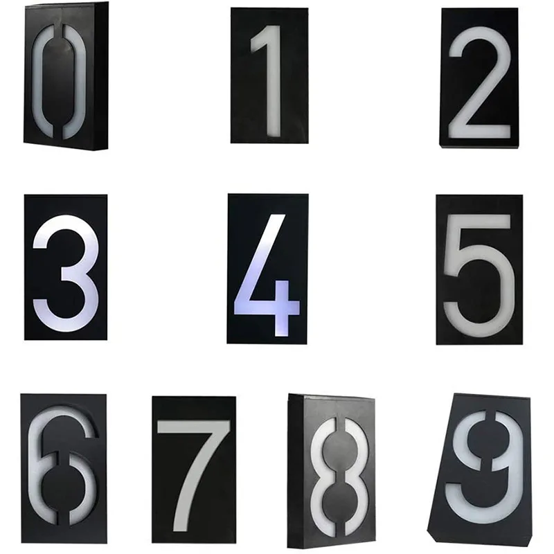 

LED Solar House Number Light Garden Door Numbers Solar Powered Address Sign LED Illuminated Outdoor Plaques and Wall Art Light