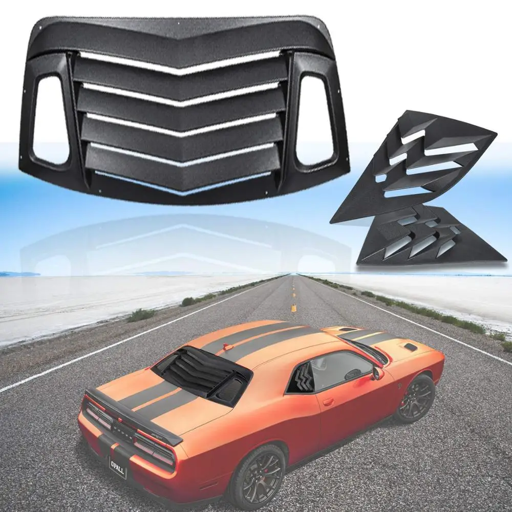 Жалюзи на заднее стекло для Dodge Challenger 2008~ солнцезащитный козырек в стиле GT Lambo матовый черный - Цвет: side Rear