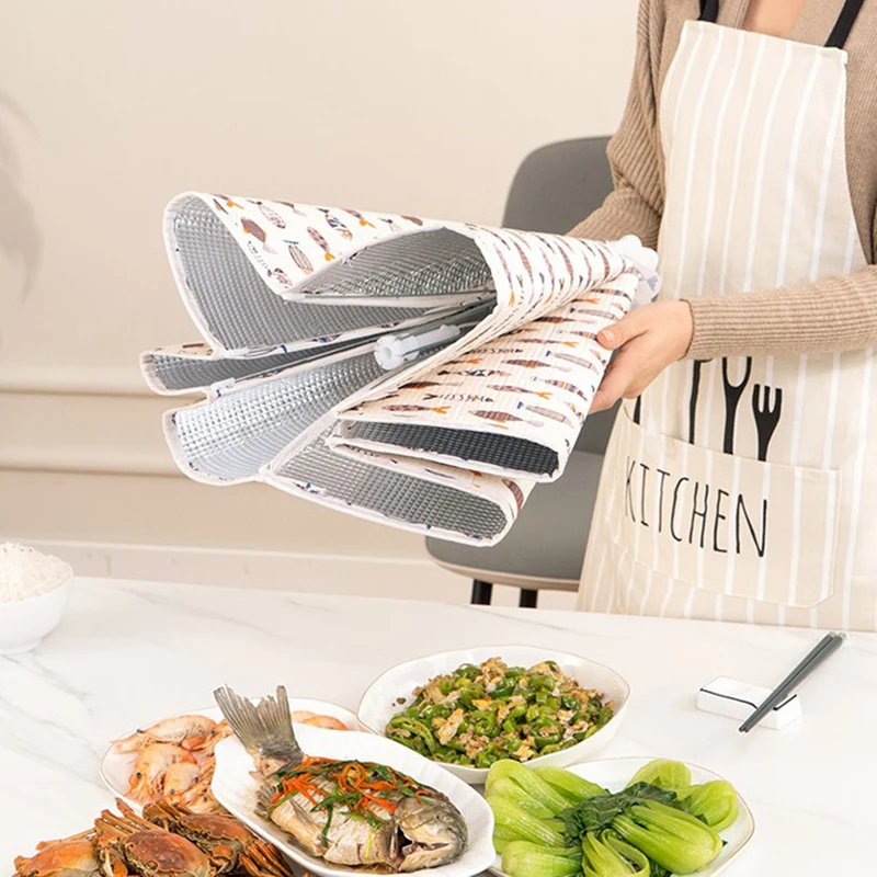 

1pc Kitchen Insulated Food Cover WithTin Foil Table Dish Cover Hot Food Plate Cover Flies 50cm/70cm/80cm