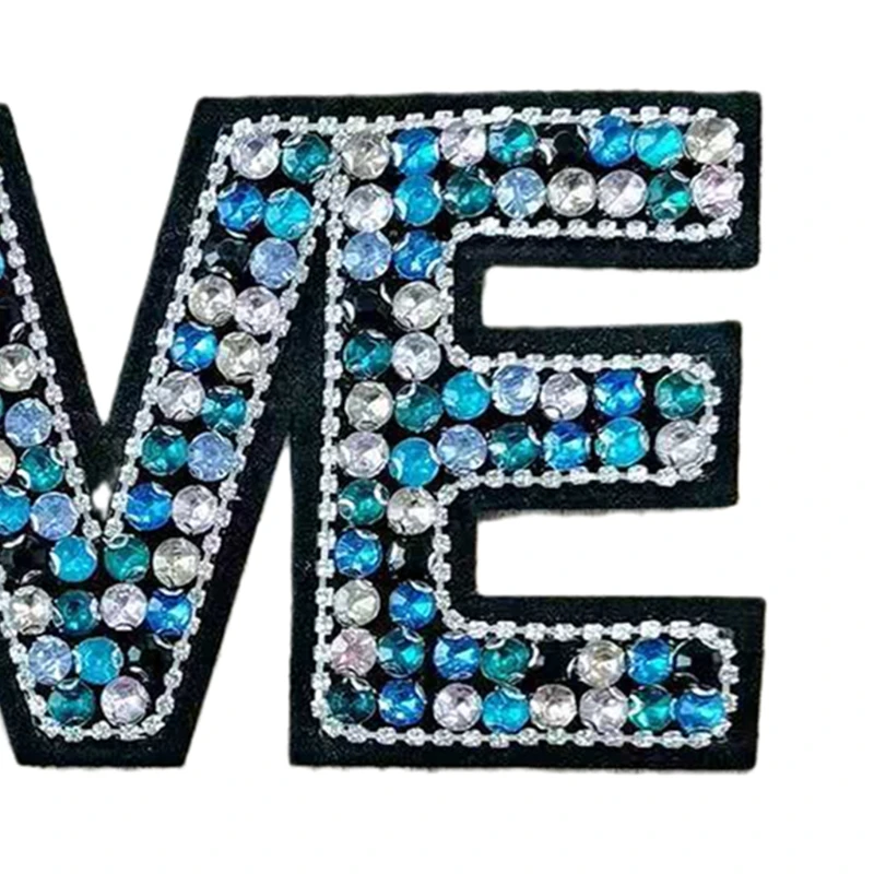 

3D Handmade Rhinestone LOVE Letter Patch sew on Patches for Clothing Applique Beaded Clothes Letter Patches