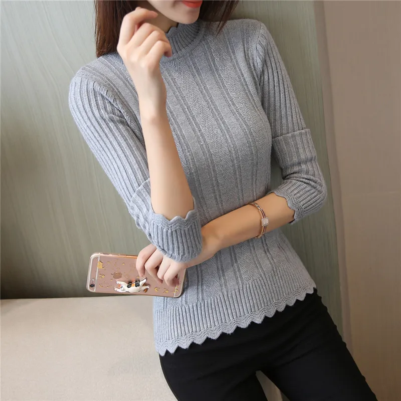 Lcybhe 2019 новый корейский вариант самосовершенствованный вязаный свитер на осень и зиму с полувысоким воротником и нижней рубашкой