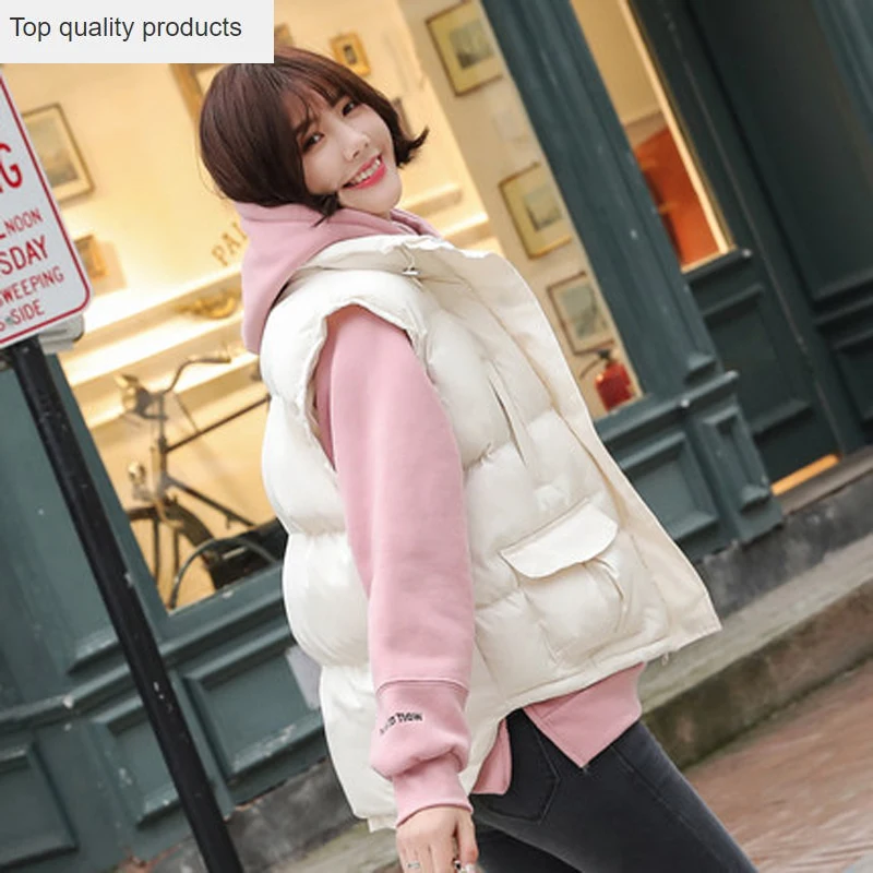 Новый 2020 осень зима Свободный жилет Для женщин вниз Cottonl короткий майка топ на