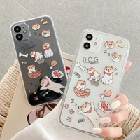 cartoon dog shiba inu cartoon cute phone case for iphone 12 13 mini pro max xr xs max x 7 8 plus 11 clear silicone cover conque