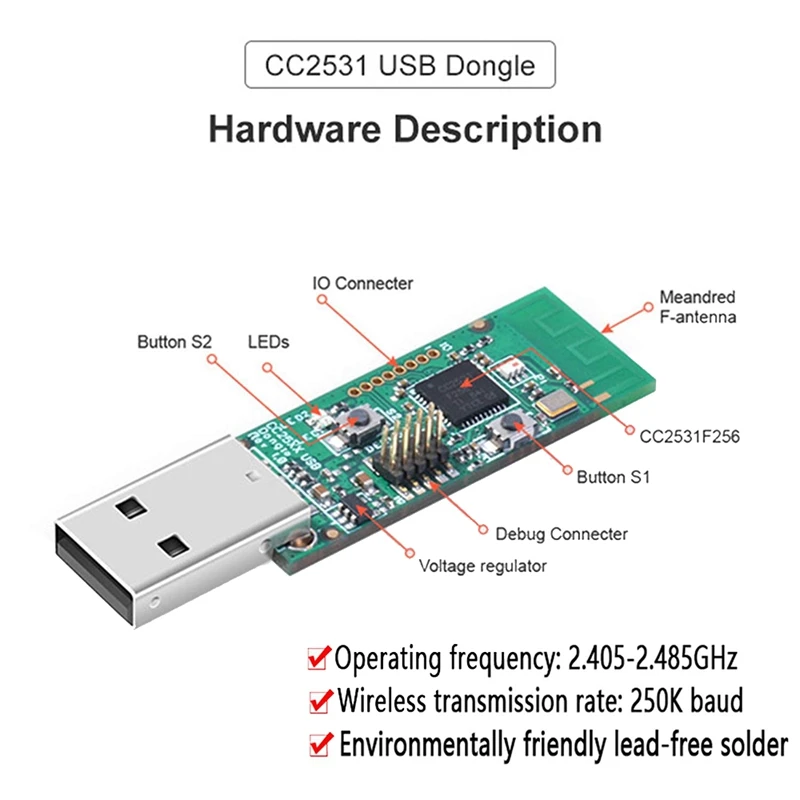 Фото Анализатор USB-Ключа CC2531 Sniffer + Bluetooth 4,0 CC2540 Zigbee CC2531 Sniffer USB-ключа BTool, соединительная плата №3