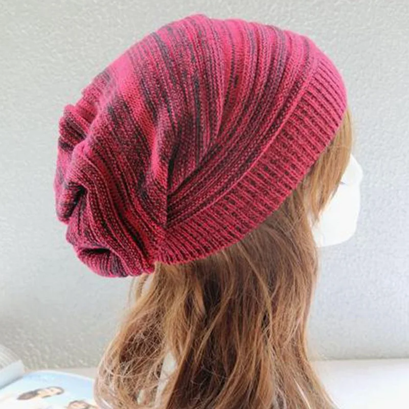 Female Ball Cap Women Hat for Girls Two-tone Melaleuca Fold Warm Hip-hop Knitted Beanies Thick Women's Skullies | Красота и