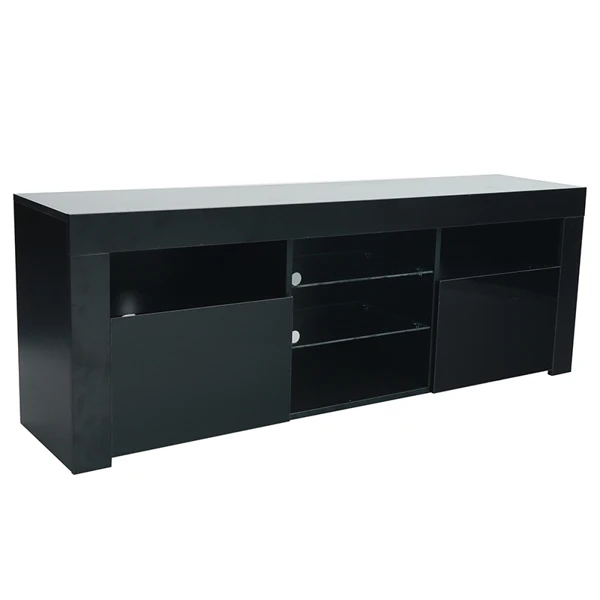 

[CHINA READY STOCK]145 Modern 57" TV Stand Matte Body High Gloss Fronts with 16 Color LEDs Black