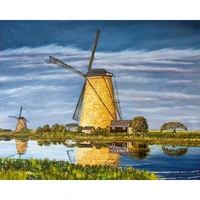 photocustom diy painting by number windmill landscape pictures by numbers kits drawing on canvas hand painted paintings art home