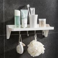 bathroom shampoo cosmetic storage rack wall mounted organizer with 4 hooks kitchen gloves storage household container tool