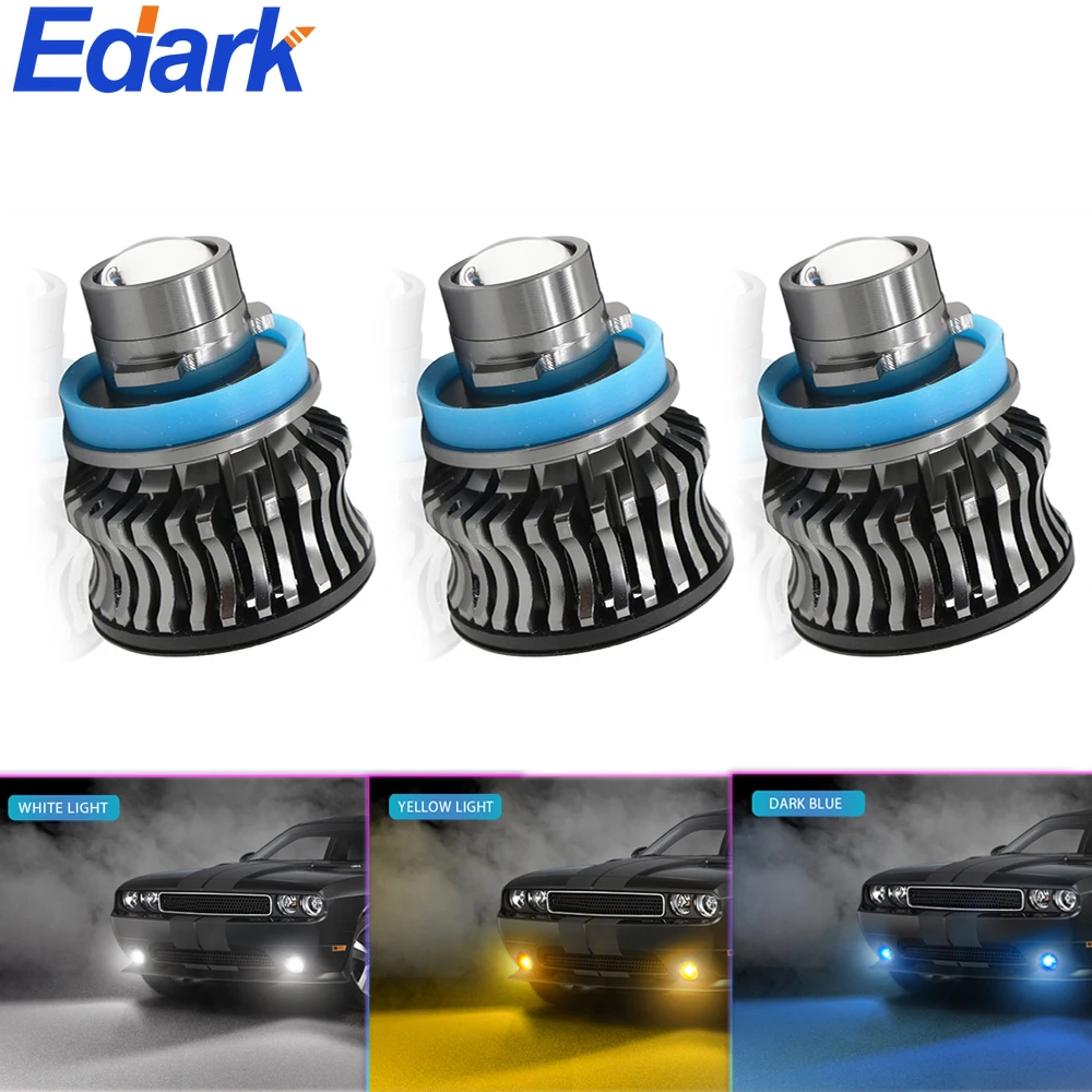 Edark LED Project Headlight Bulb Projector Lens Devil H8 H9 H11 9005/HB3 9006/HB4 H7 6000K White 3000K Amber Yellow 8000K Blue | Автомобили