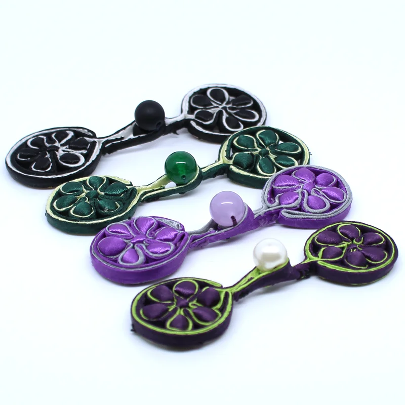 1 пара ручная работа вышивка бисером китайская лягушка застежка узел пуговицы