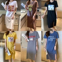 26 styles print letter graphics cartoon 100 cotton shirt dresses for women 2021 short sleeve loose casual midi dress ladies y2k