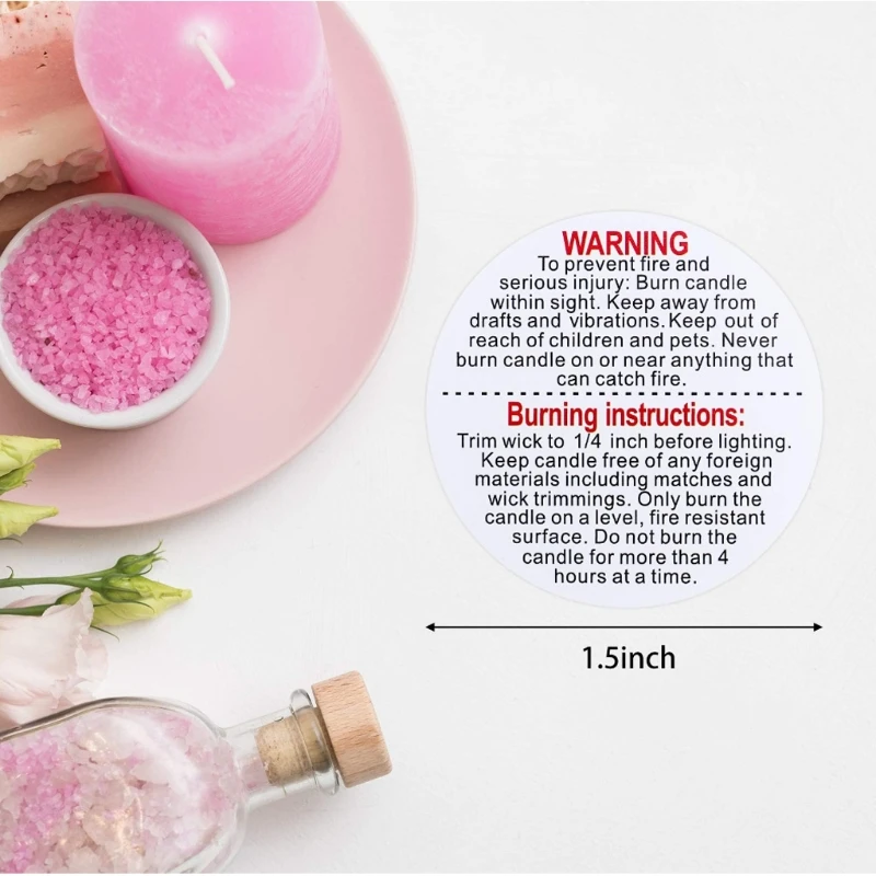

1000pieces 1.5Inch Candle Warning Safety Labels Candle Jar Container Stickers for Candle Making DIY Candle Jars and Tins