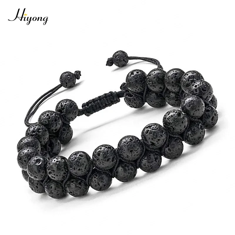 Lava Rock Bracelet HIYONG тигровый глаз и лавовый камень рок эфирное масло диффузор Браслет натуральные лечебные камни бусины браслет 8 мм регулируемые браслеты для мужчин - Окраска металла: Lava Rock Bracelet