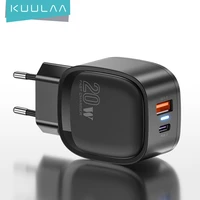 kuulaa usb type c fast charger 20w qc pd 4 0 3 0 dual port portable adapter for iphone 13 12 ipad xiaomi fast wall chargers