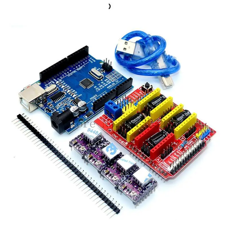 

CNC shield V3 engraving machine 3D Printe+ 4pcs DRV8825 driver expansion board for Arduino + For UNO R3 with USB cable