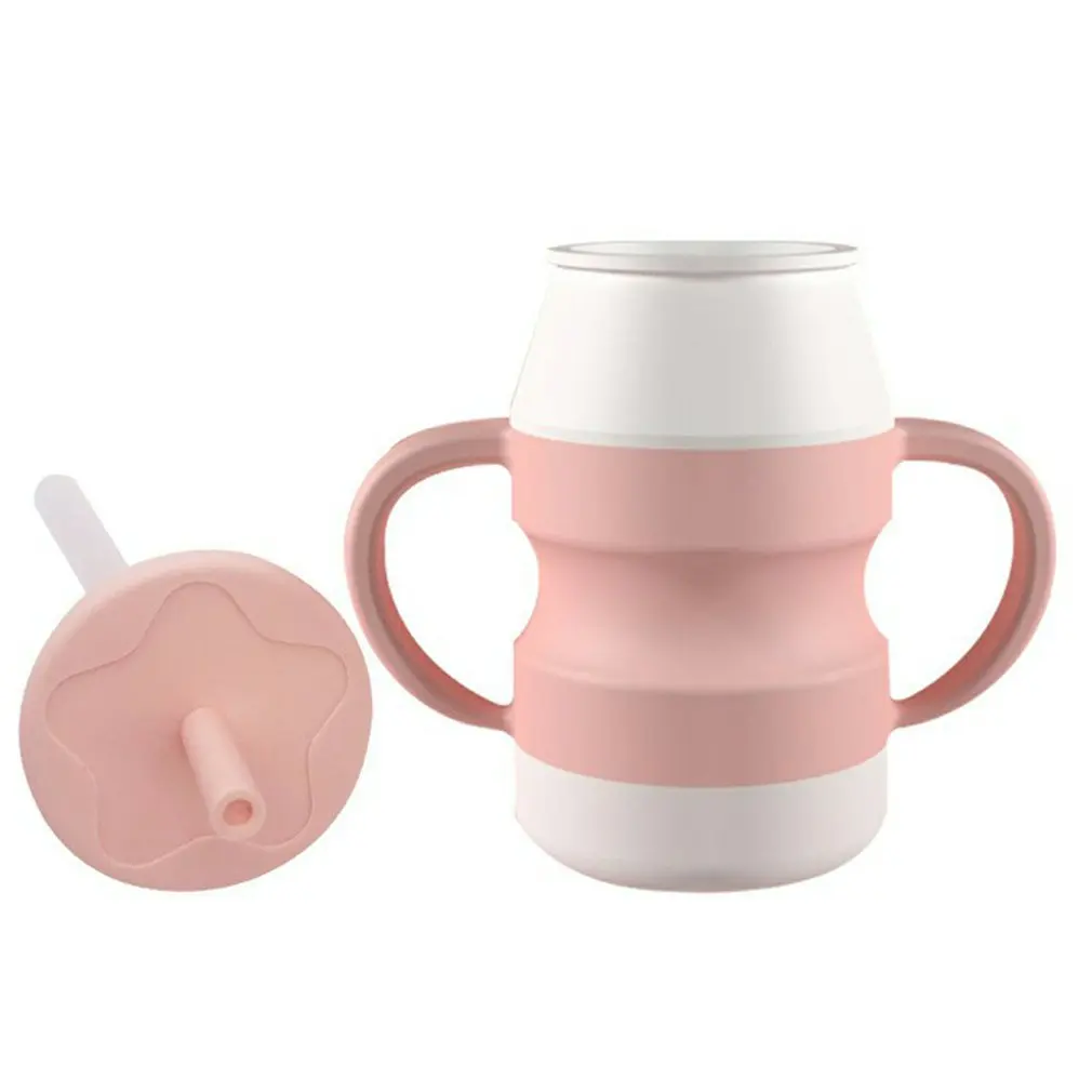 

Creative Children's Water Cup With Straws A Cup Of Dual-use Learning Drinking Cups Silicone Anti-drop Straw Cups